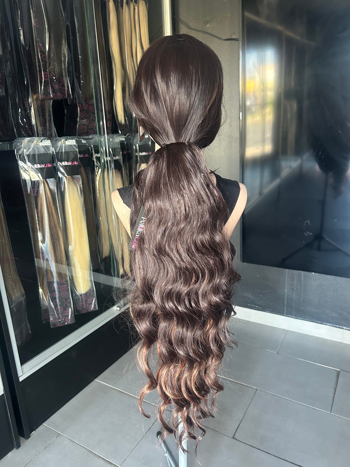 Synthetic Ponytail: Brown Highlights