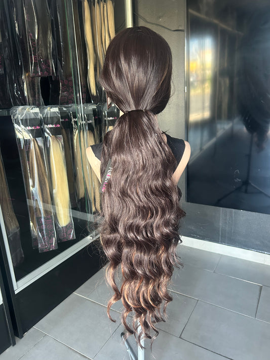 Synthetic Ponytail: Brown Highlights